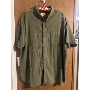 Woolrich Mens XXL Dark Olive Green Button down Short sleeve 100% cotton Workwear